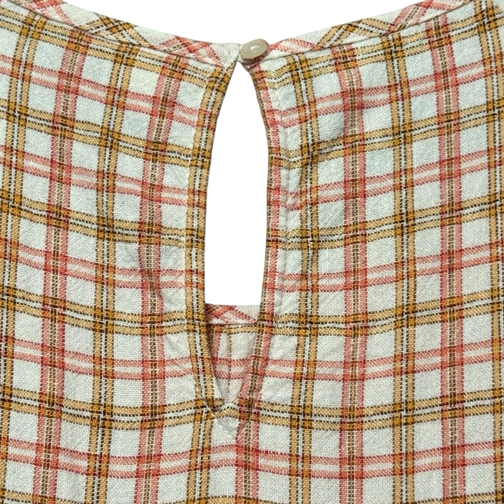 Old Navy Tiered Linen Blend Flutter Sleeve Swing Plaid Tiered Ruffle Dress - Picture 8 of 11